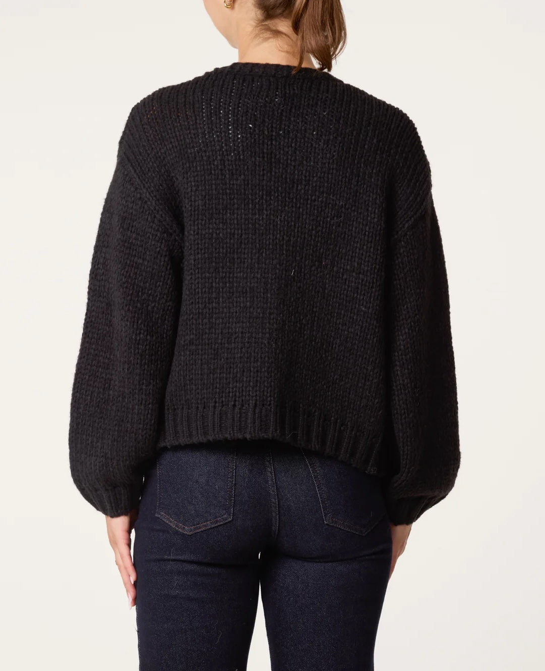Embroidered Floral Knit Cardigan Black  - Black (2)