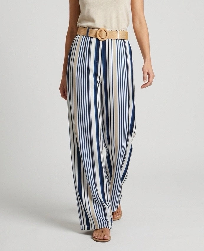 Striped High-Waist Wide-Leg Trousers - Mixed Pack (3)