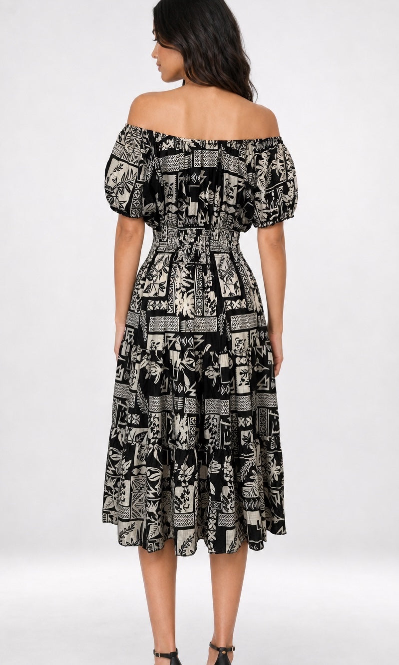 Patch Print Shirred Midi Dress - Mixed Pack (2)