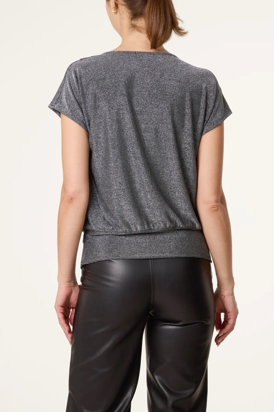 Shimmer Cowl Neck Top - Silver (2)