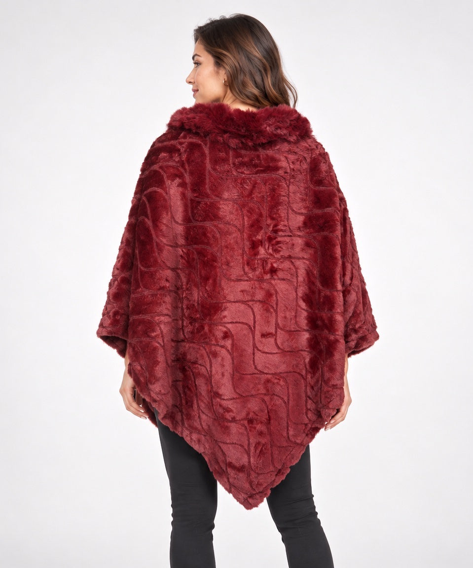 Textured Faux Fur Poncho - Mixed Pack (2)