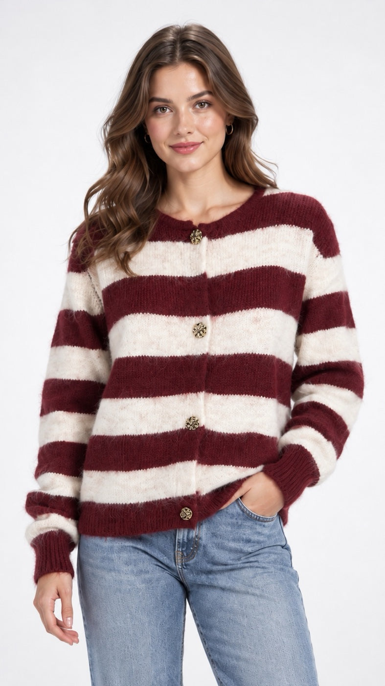 Striped Jewel Button Cardigan - Mixed Pack