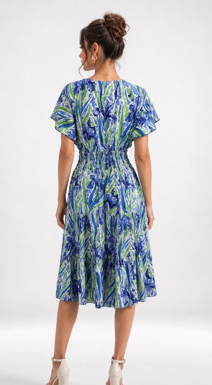 Floral Abstract Shirred Midi Dress - Mixed Pack (2)