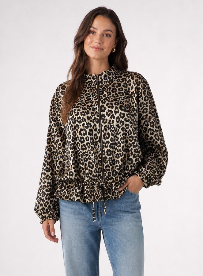 Leopard Print Zip Up Jacket - Leopard Print