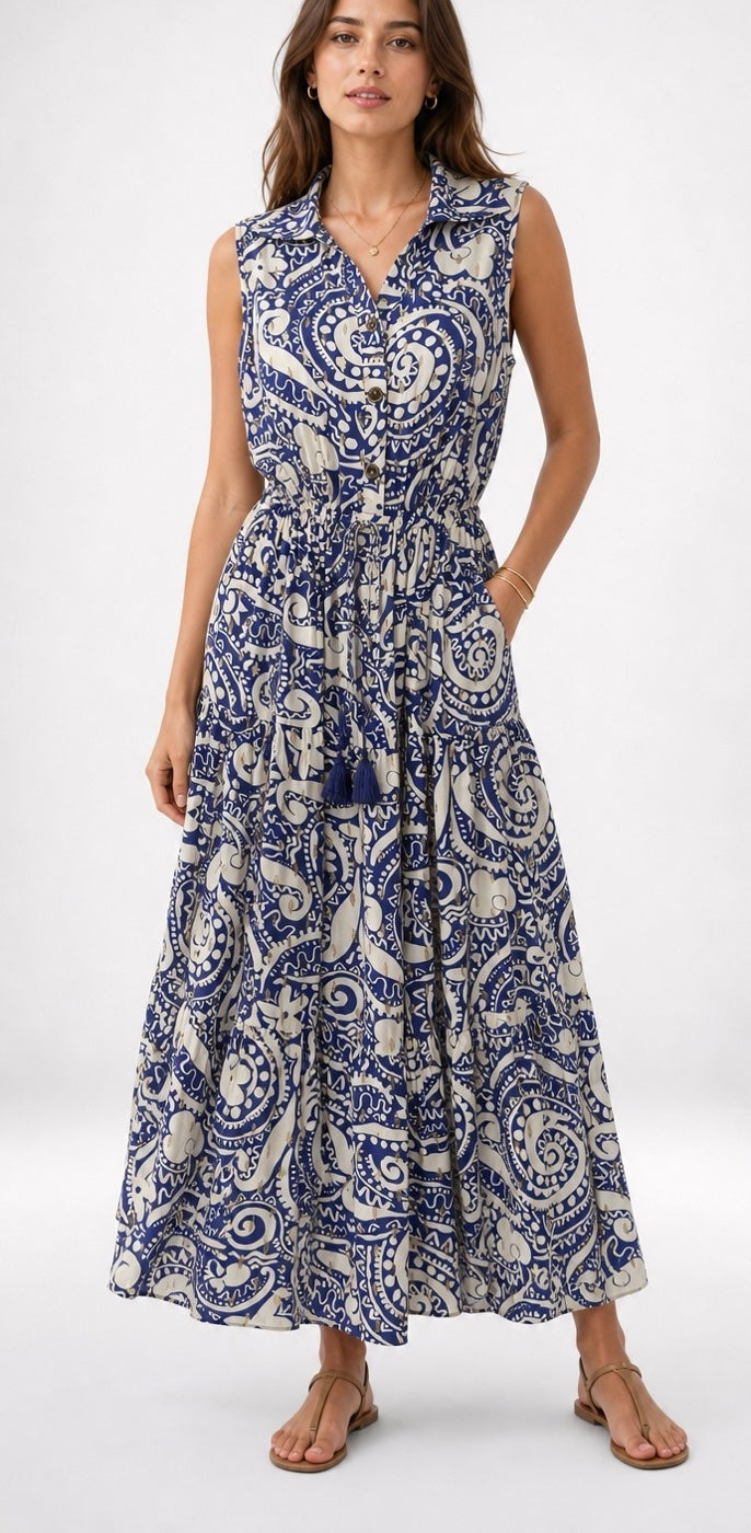 Paisley Print Shirred Waist Maxi Dress - Mixed Pack