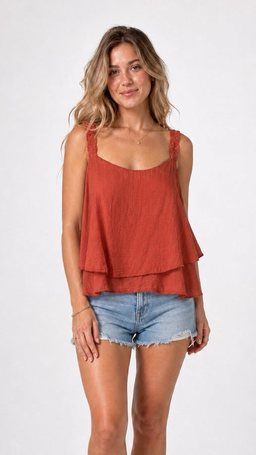 Tiered Lace Trim Cotton Cami - Mixed Pack