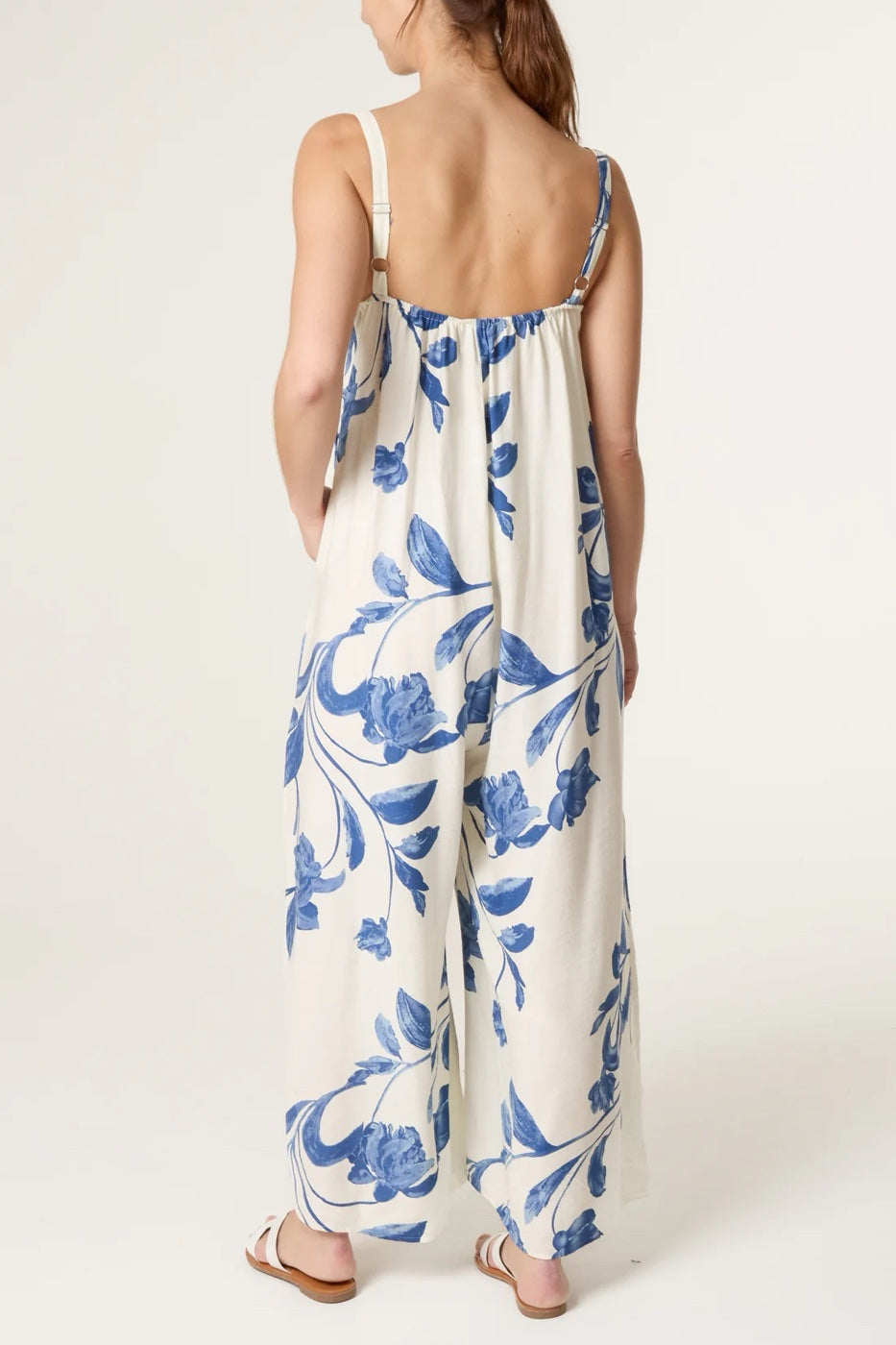 Floral Print Maxi Dress with Pockets - Deep Sky Blue