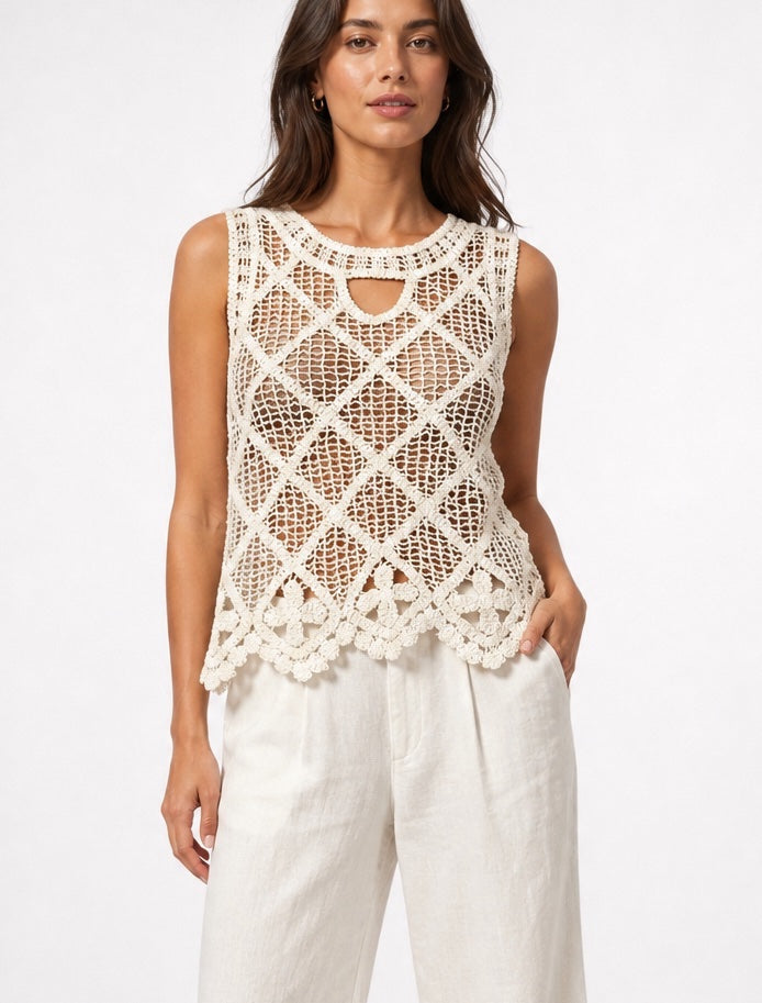 Crochet Knit Top with Keyhole Neckline - Mixed Pack