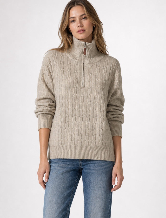 Cable Knit Quarter Zip Jumper - Mixed Pack