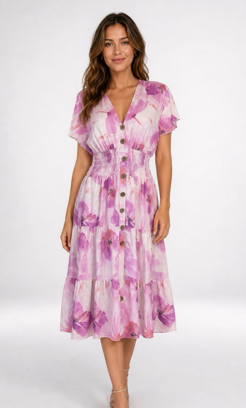 Faded Floral Print Midi Dress - Mixed Pack