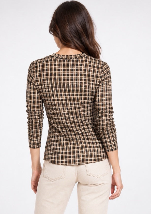 Cashmere Enriched Check Print Long Sleeve Top - Mixed Pack (2)