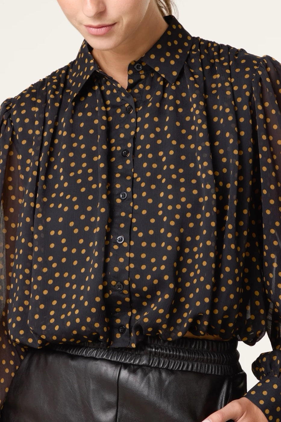 Polka-Dot Sheer Blouse - Black (2)