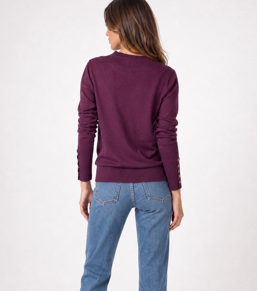 Button Cuff Fine Knit Jumper - Mixed Pack (2)