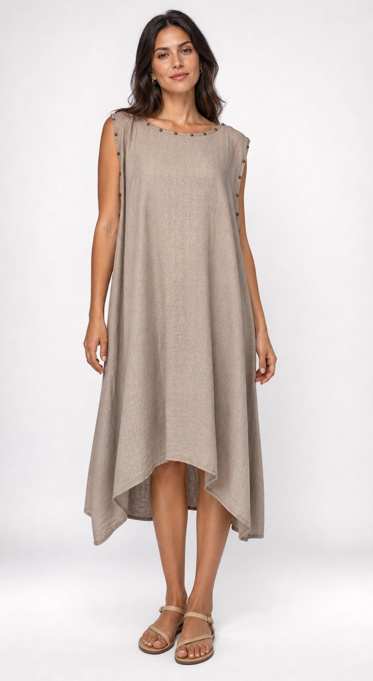 Studded Boat Neck Asymmetric Hem Dress - Mixed Pack