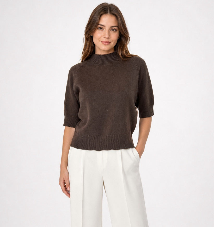 Mock Neck Puff Sleeve Knit Sweater - Mixed Pack