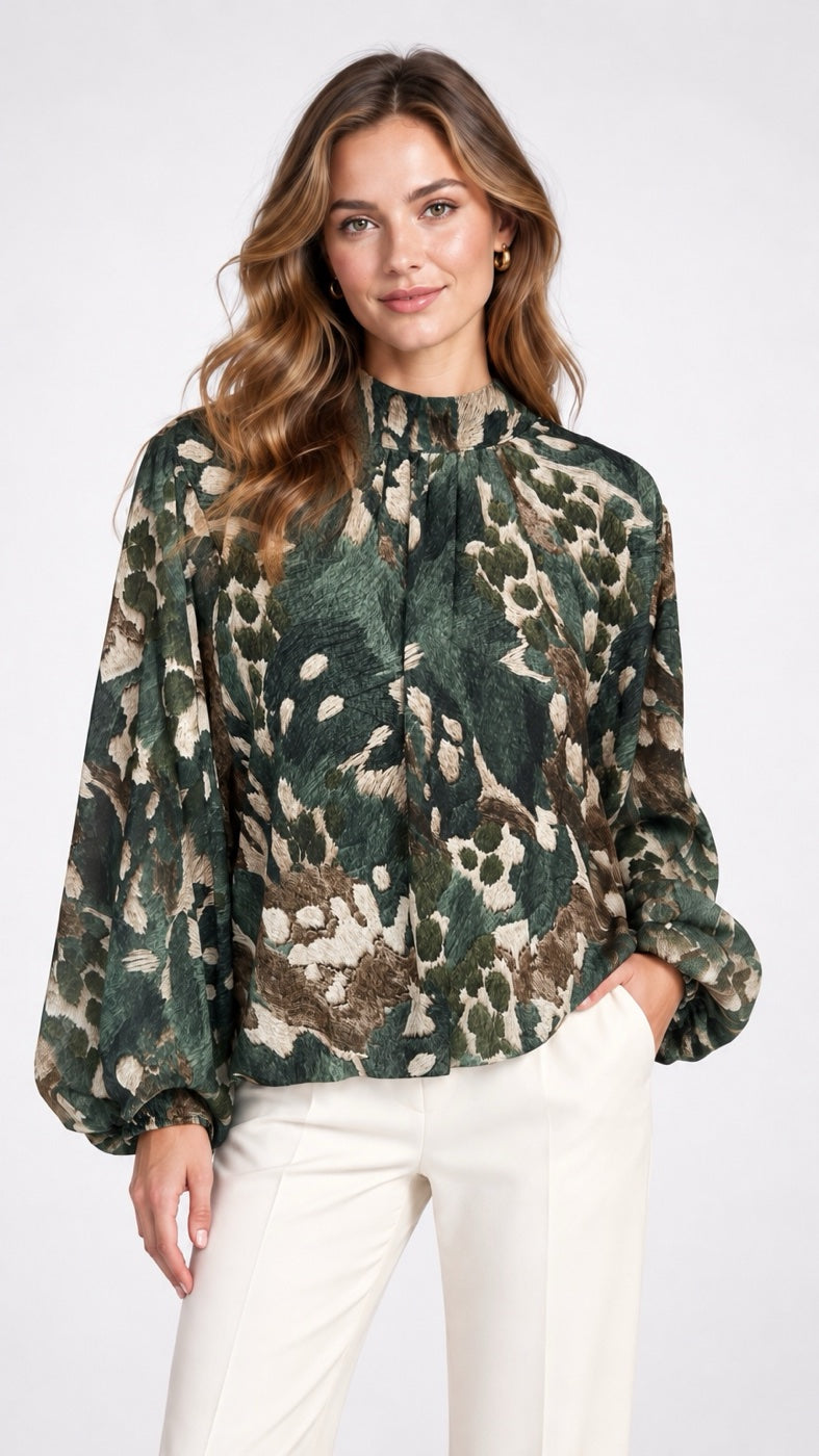 Abstract Print High Neck Blouse - Mixed Pack