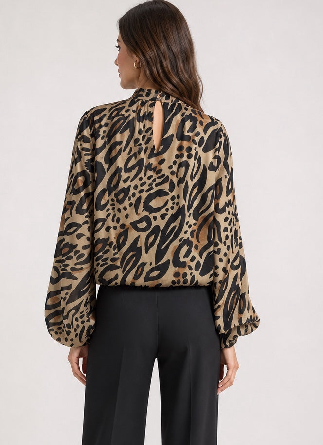 Animal Print Mock Neck Blouse - Mixed Pack (2)