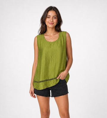 Textured Sleeveless Top with Cutout Hem - Mixed Pack