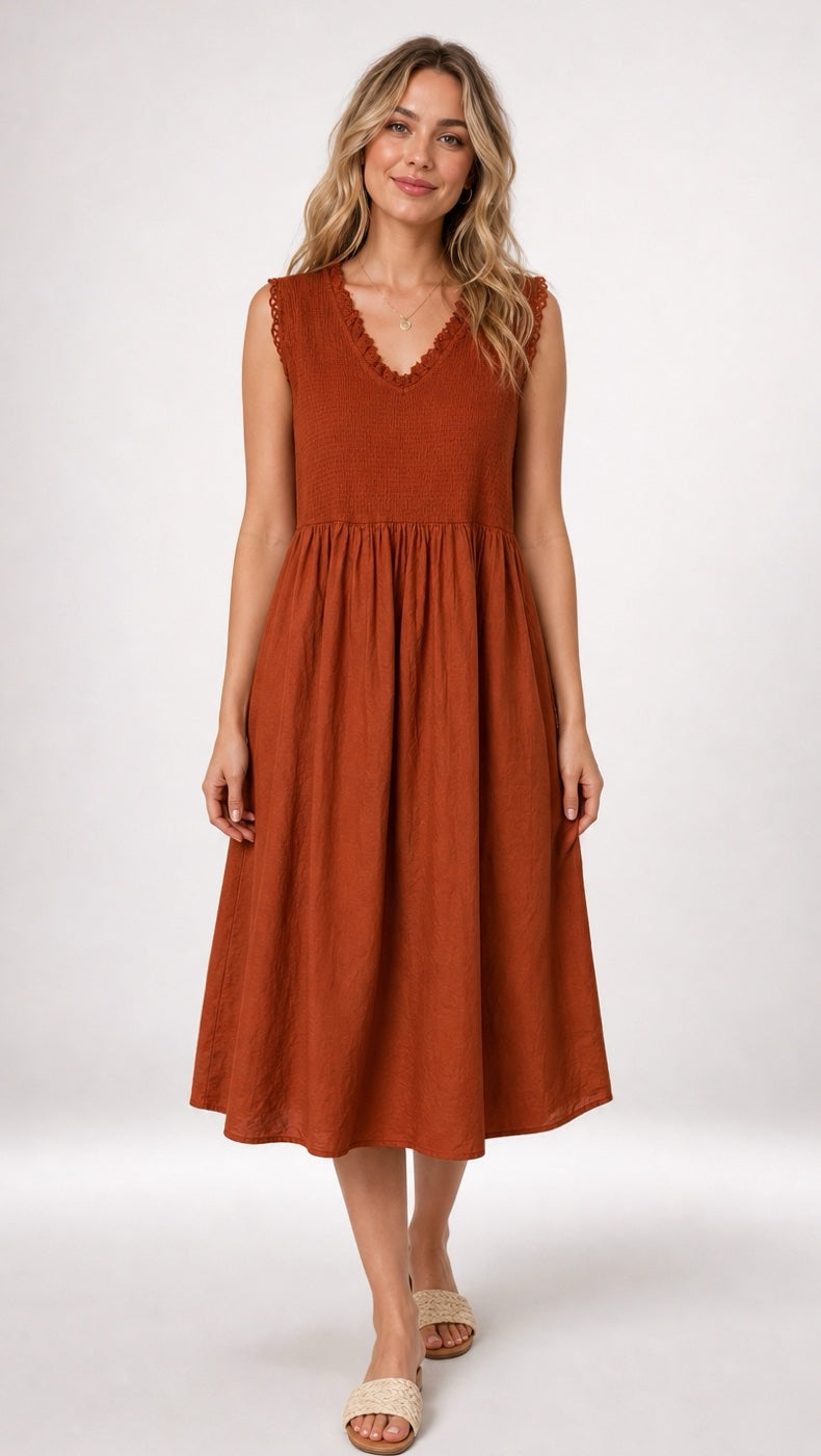 Smocked V-Neck Midi Dress - Mixed Pack