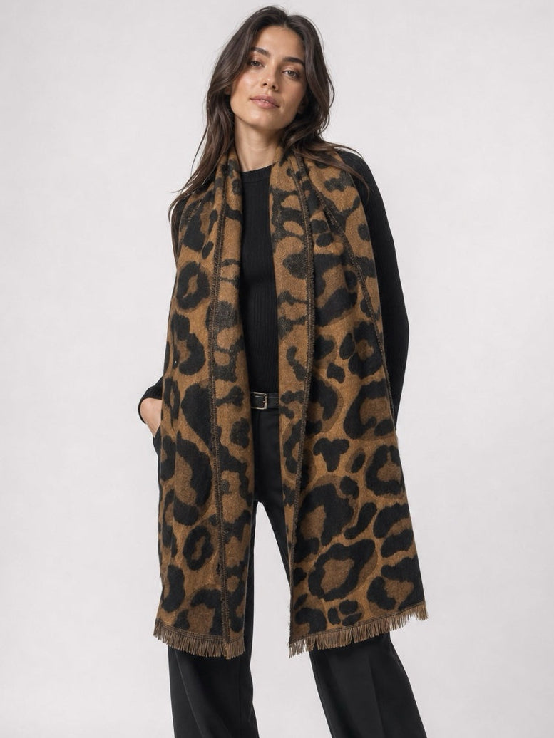 Leopard Print Fringed Scarf - Mixed Pack