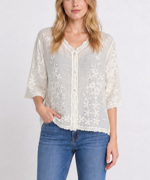 Embroidered Lace Trim Blouse - Mixed Pack