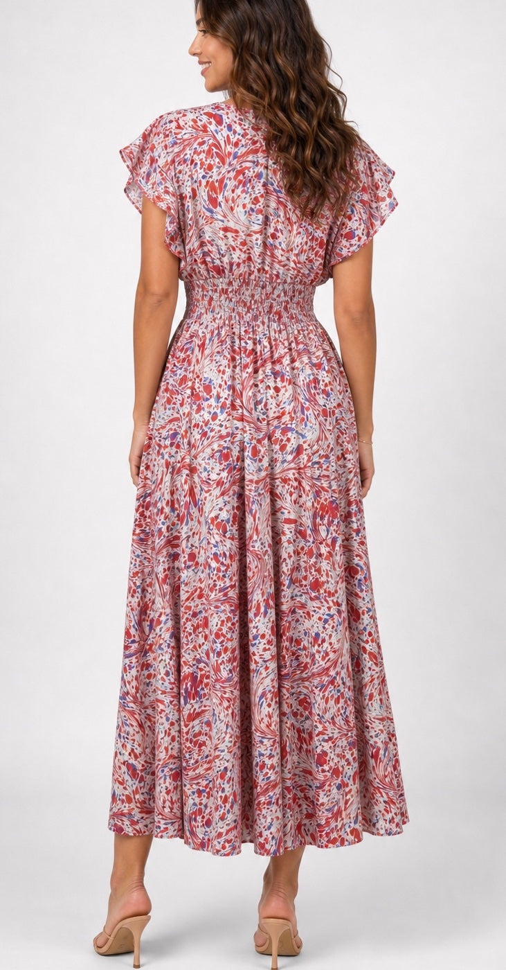 Flutter Sleeve Cinched Waist Maxi Dress - Mixed Pack (2)