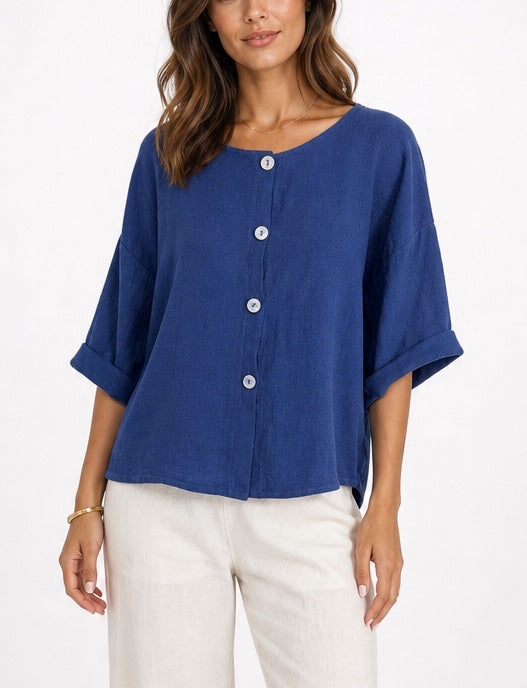 Textured Button-Through Top - Mixed Pack