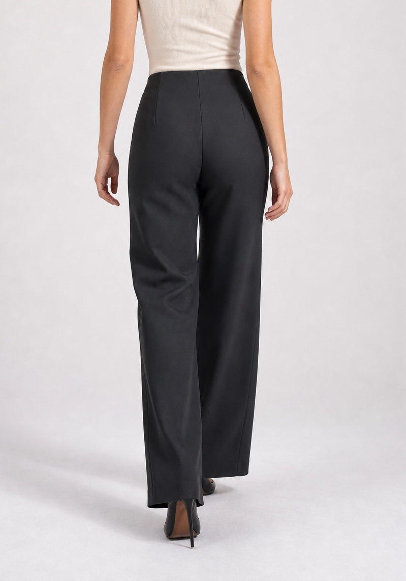Sailor Button Wide Leg Trousers - Black (2)