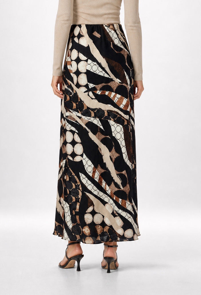 Abstract Print Midi Skirt - Black  (2)