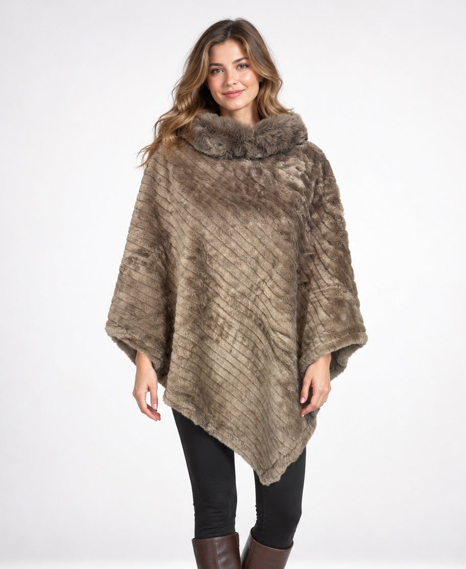 Faux Fur Ribbed Poncho - Mixed Pack