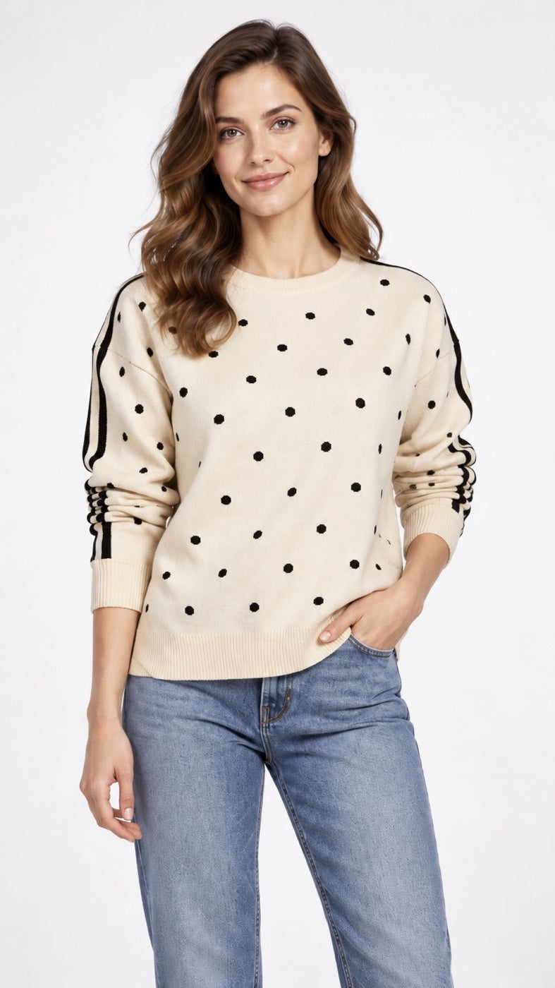 Polka Dot Jumper with Stripe Sleeves - Mixed Pack
