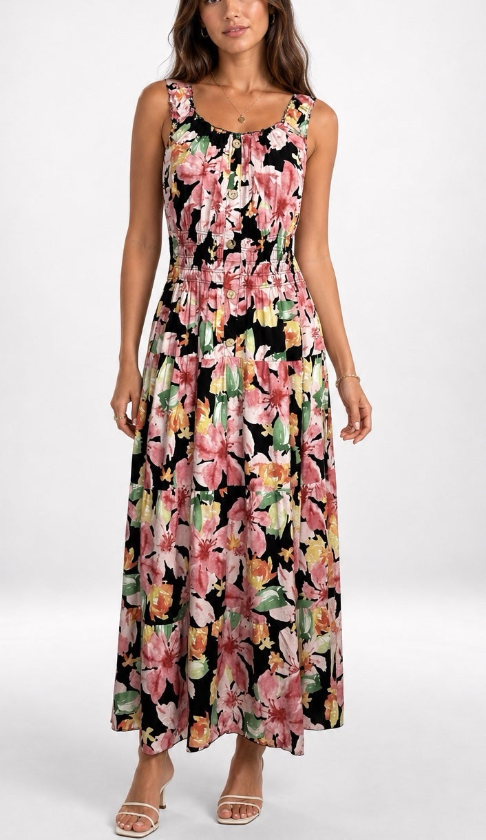 Floral Tiered Button Front Maxi Dress - Mixed Pack