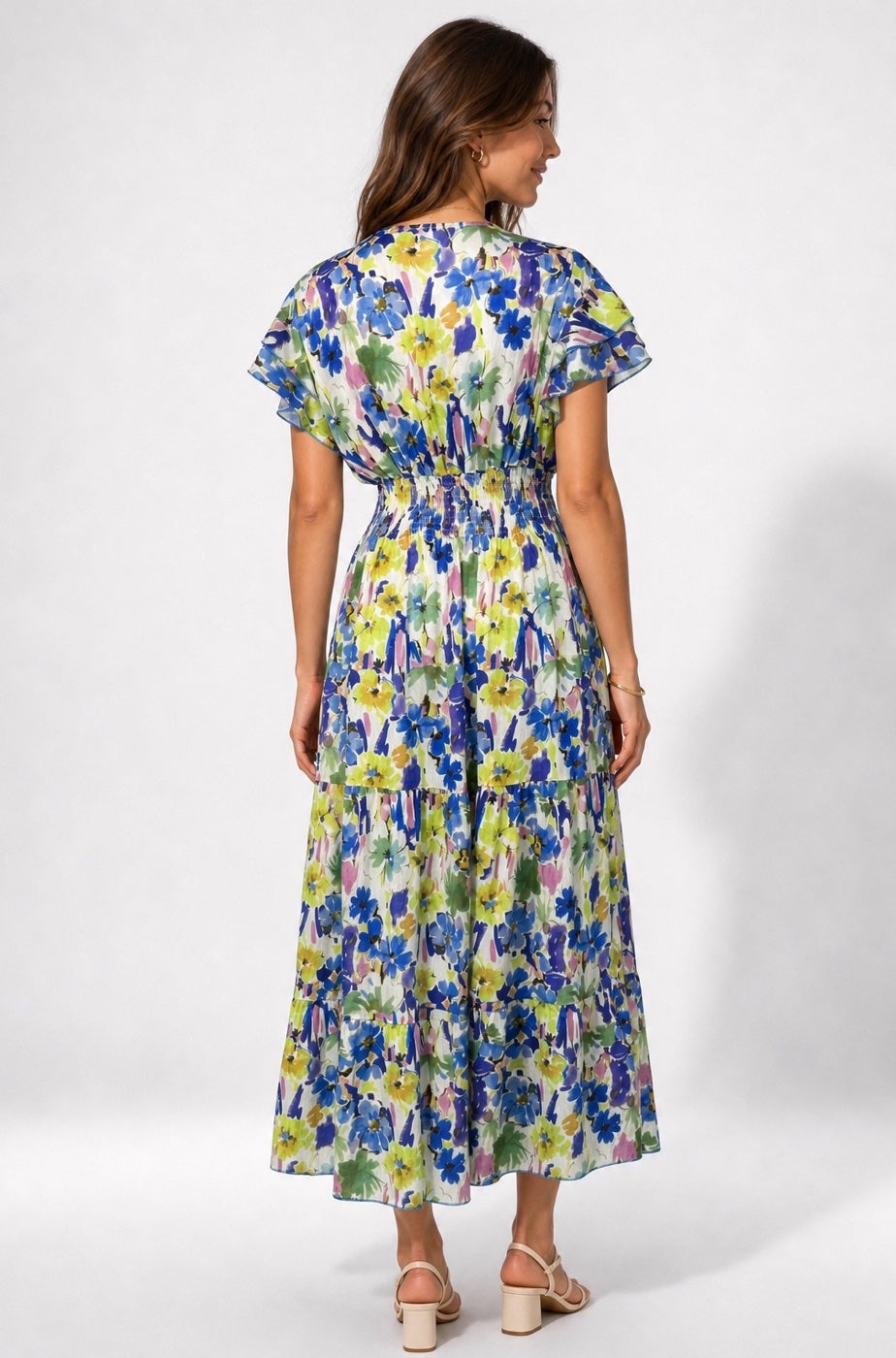Bohemian Tiered Maxi Dress with Flutter Sleeves - Mixed Pack (2)