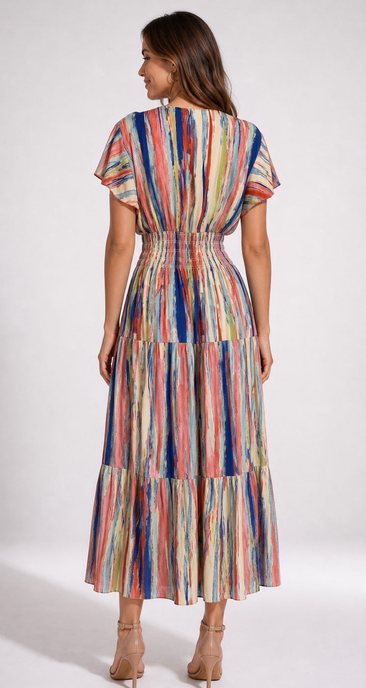 Abstract Stripe Print Maxi Dress - Mixed Pack (2)