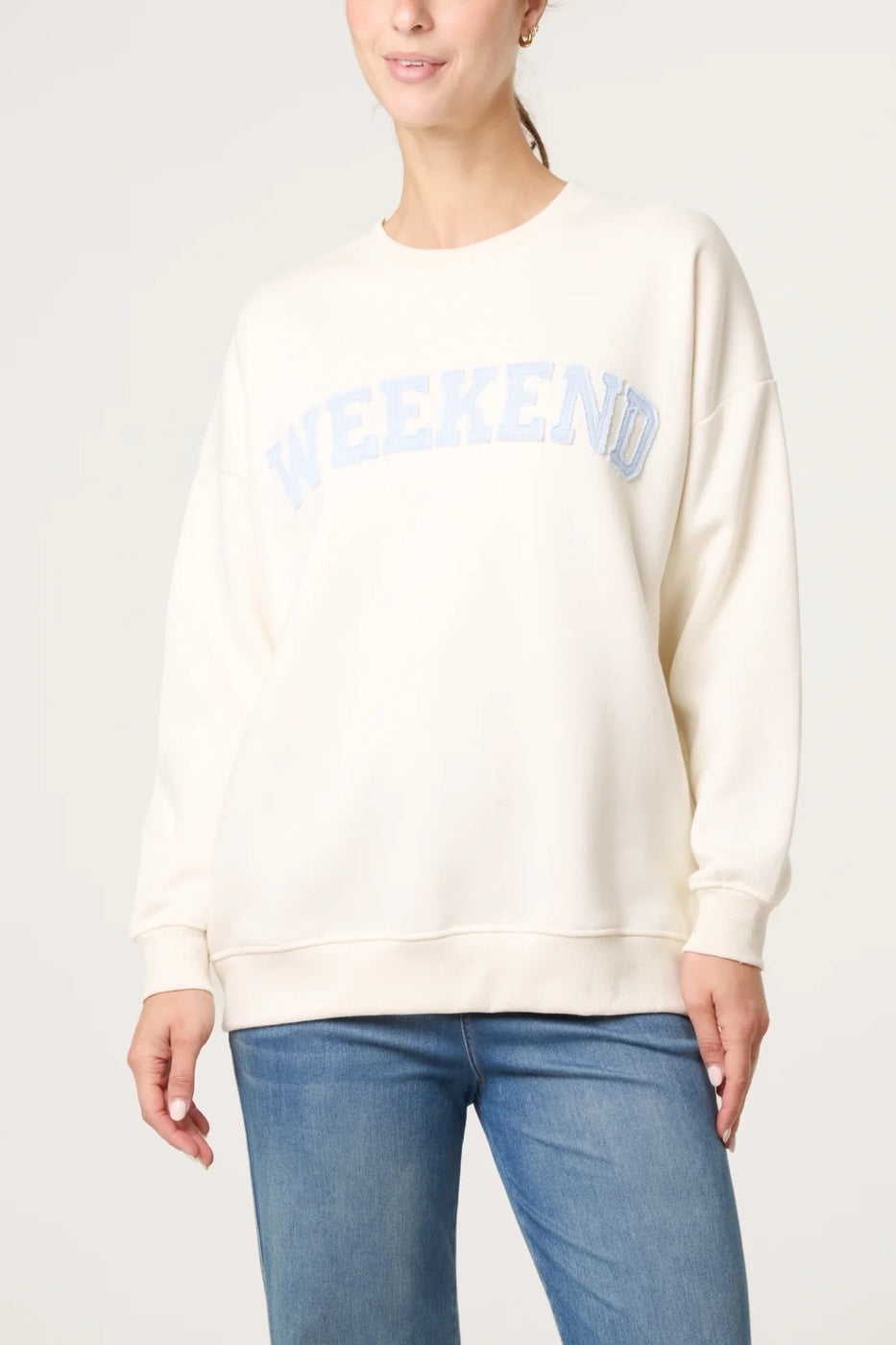 Embroidered Lettering Sweatshirt - Ivory