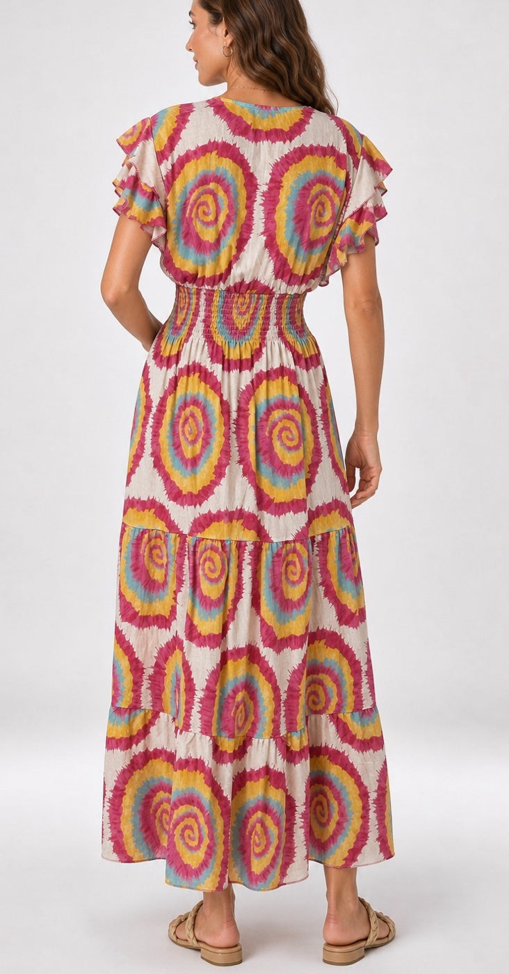 Colour Swirl Empire Waist Maxi Dress - Mixed Pack (2)
