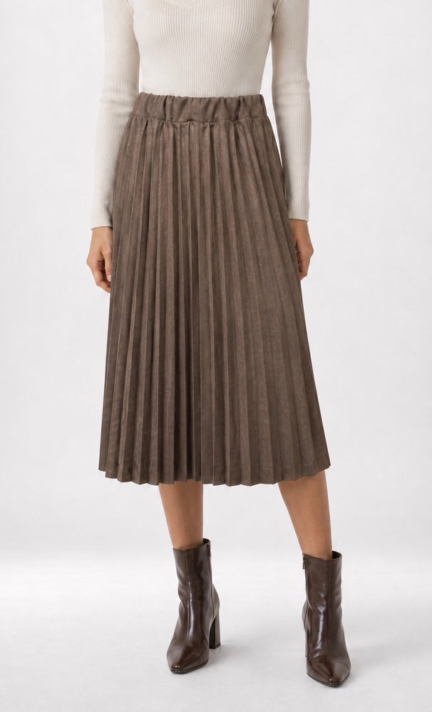 Pleated Suede Midi Skirt - Mixed Pack