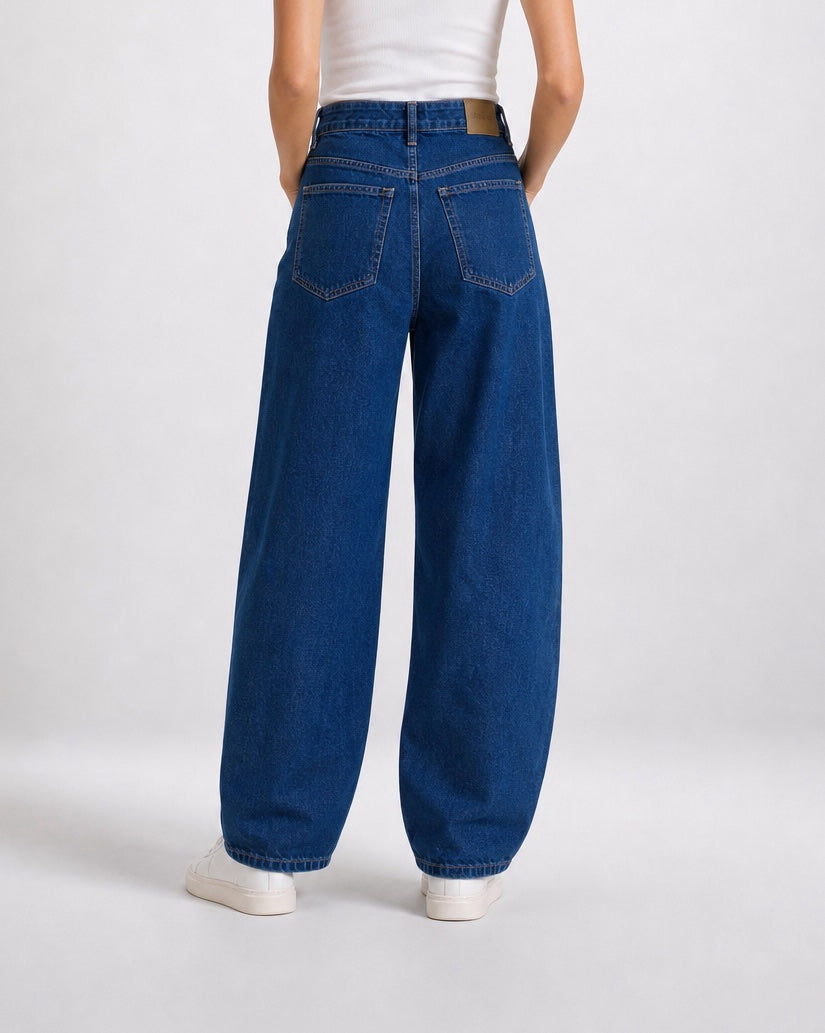 Wide Barrel Leg Jeans - Indigo (2)