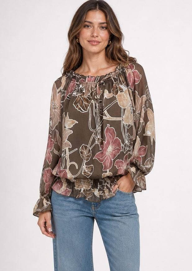 Floral Print Off-the-Shoulder Blouse - Mixed Pack
