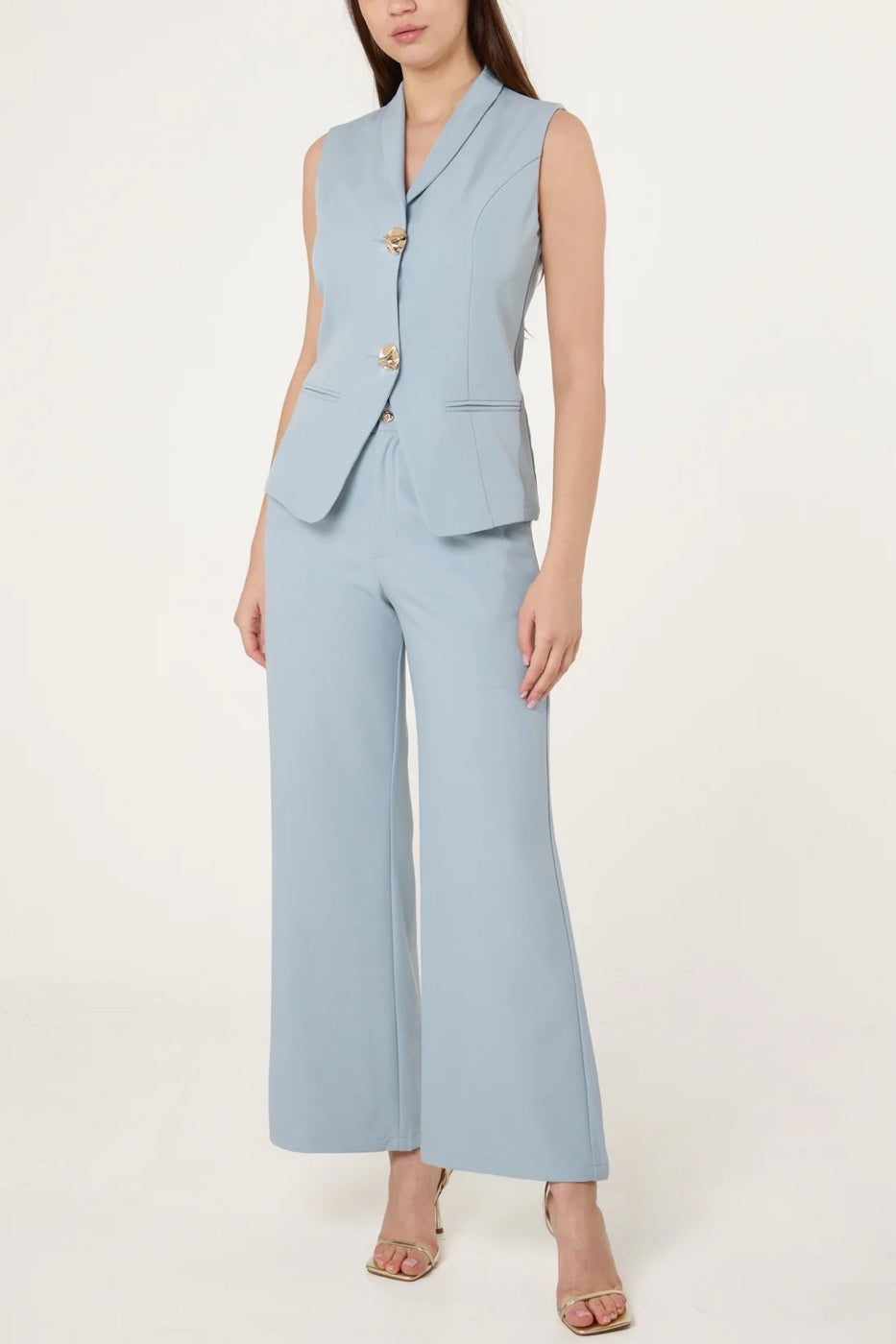 Tailored Waistcoat and Trouser Set - Powder Blue