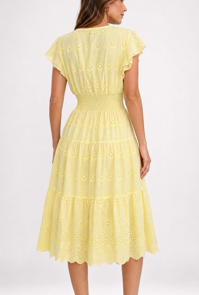 Embroidered Eyelet Button Midi Dress - Mixed Pack (2)