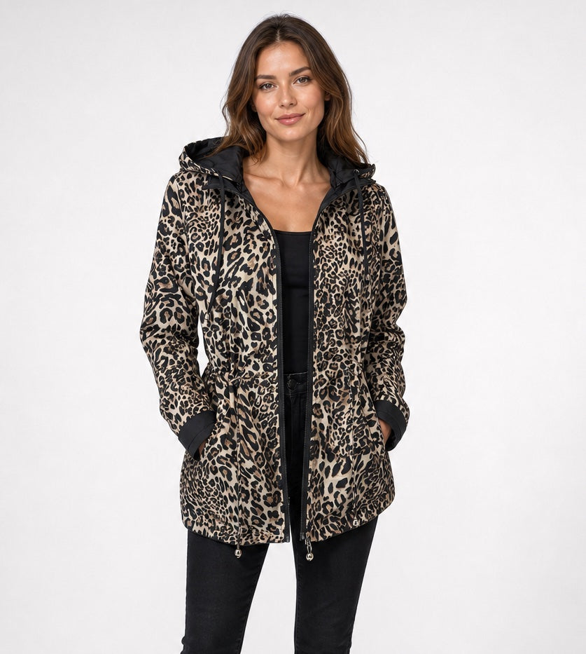 Reversible Hooded Drawstring Waist Jacket - Black (3)
