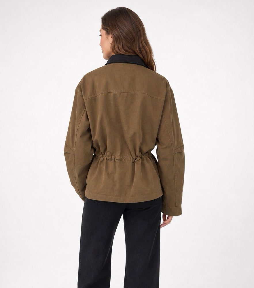 Utility Zip Cinched Jacket - Chocolate (2)