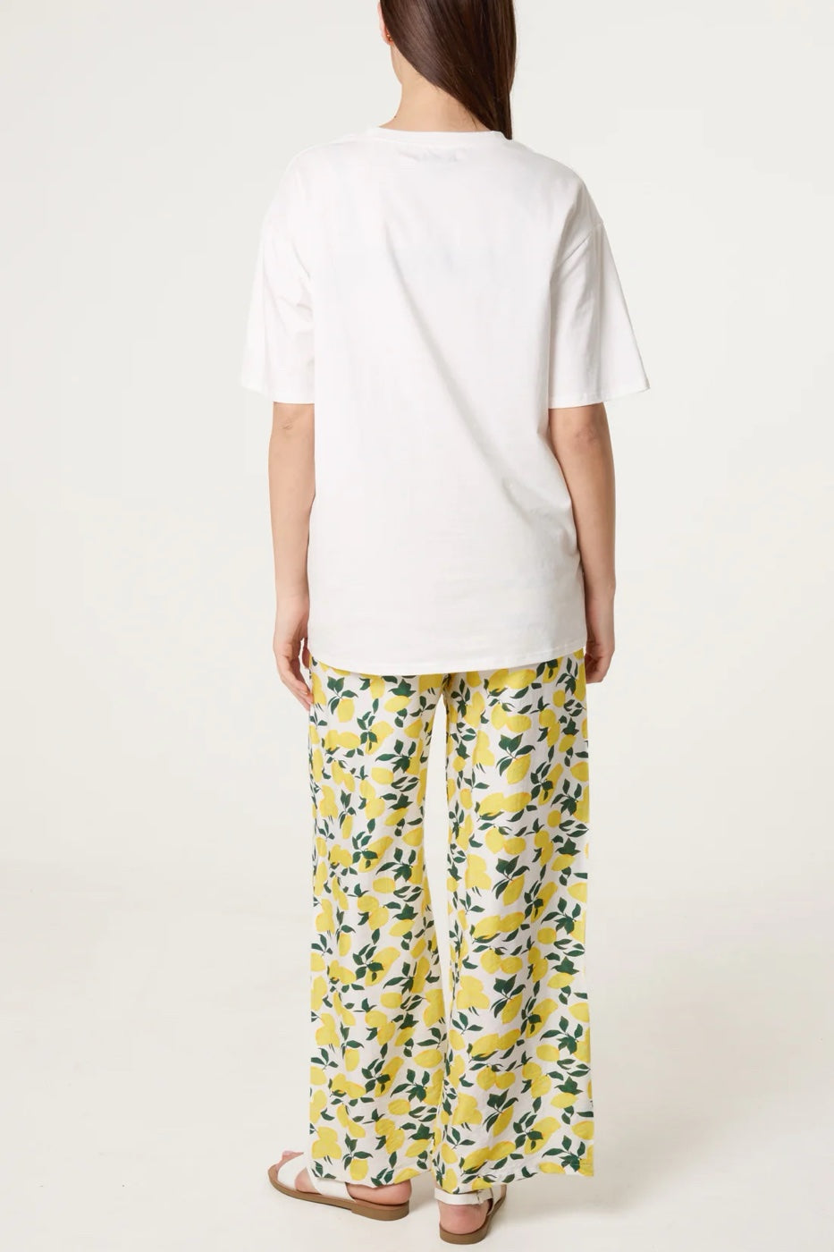 Lemon Graphic T-Shirt and Print Trousers Set - Lemon (2)