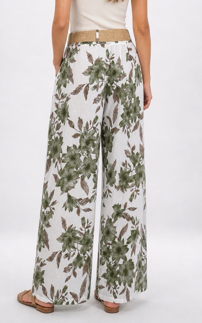 Floral Print Wide-Leg Trousers with Woven Belt - Mixed Pack (2)