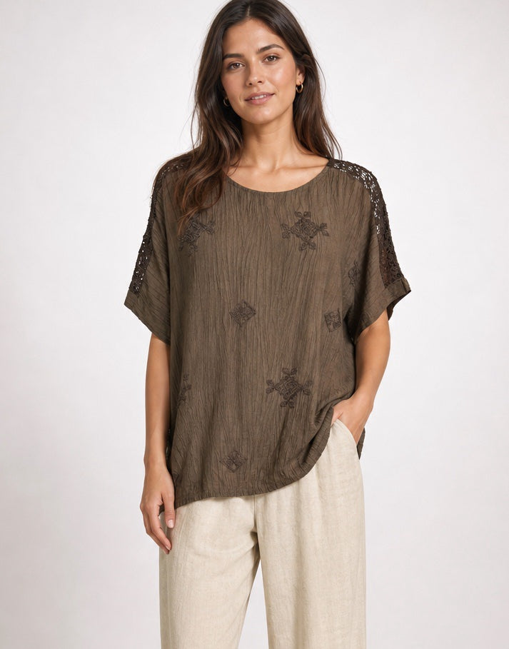 Embroidered Lace Sleeve Top - Mixed Pack