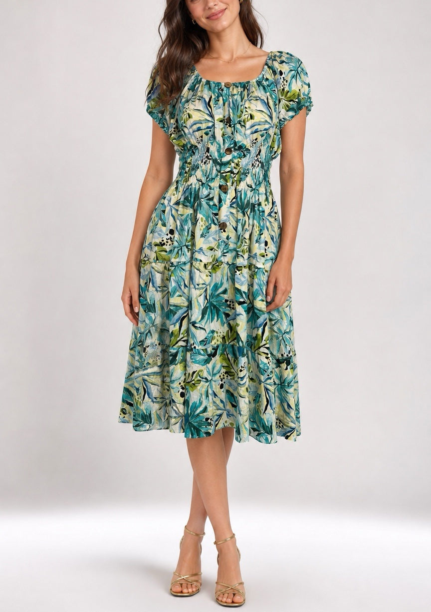 Off-Shoulder Shirred Waist Midi Dress - Mixed Pack