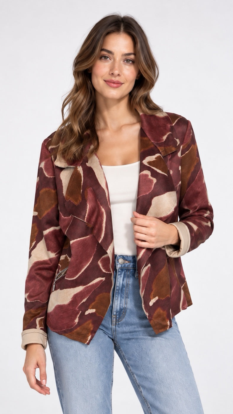 Abstract Print Waterfall Collar Jacket - Mixed Pack