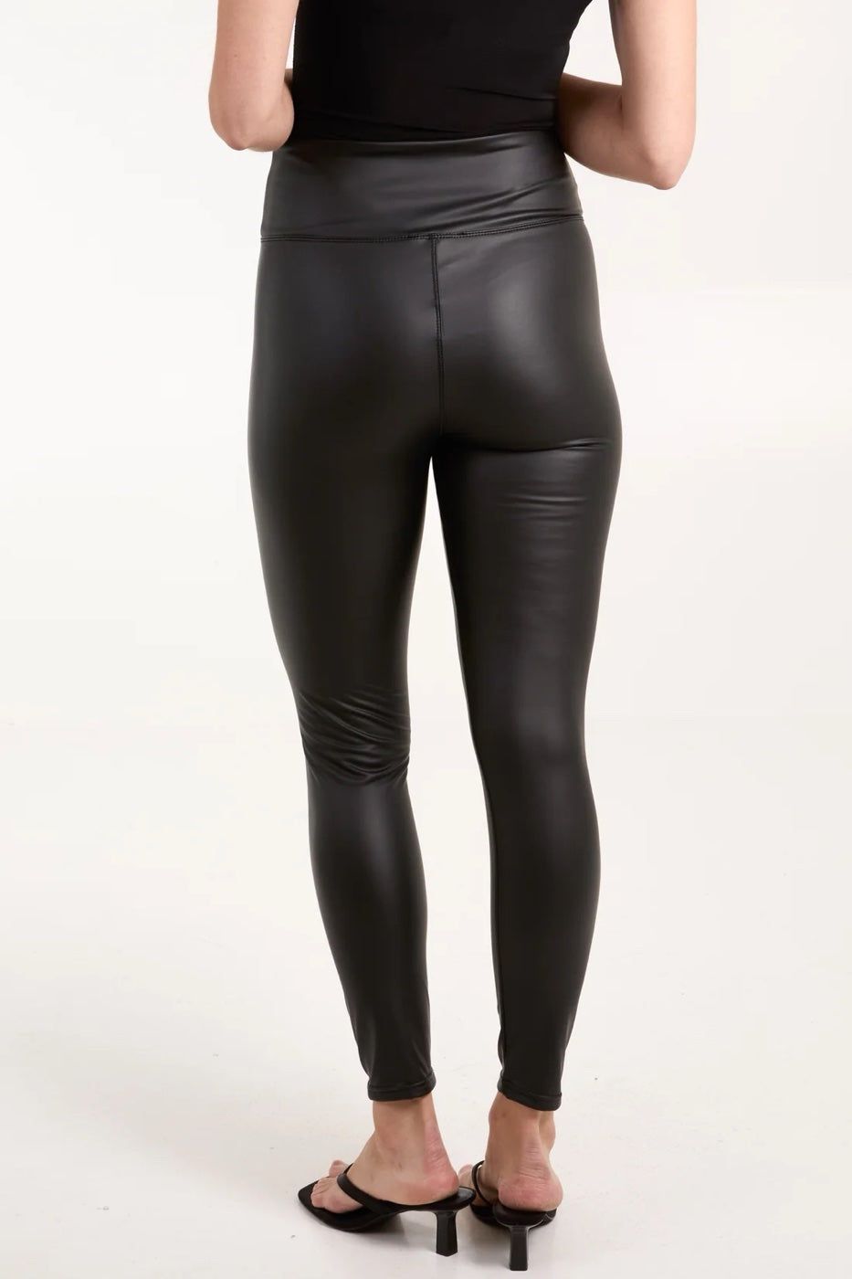 Faux Leather High Rise Leggings - Black (2)