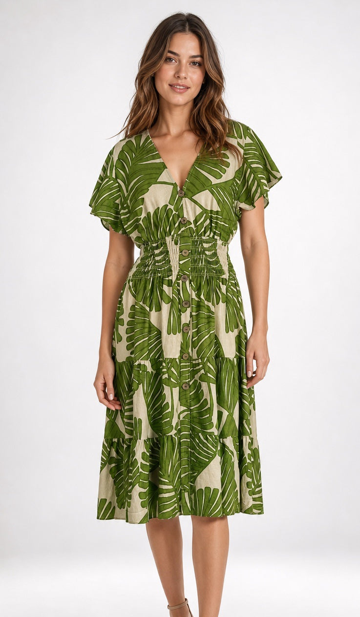 Leaf Print Midi Dress - Mixed Pack